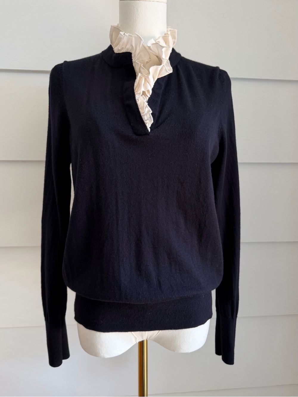 Sandro Navy Wool Ruffle Trimmed Collar size 2/ M